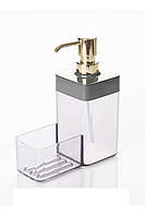 Дозатор для жидкого мыла с контейнером для губки прозрачный с светло-серым Baroness Silver Co BX, код: 8357581