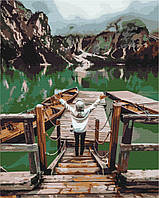 Картина по номерам BrushMe Путешественница на озере Брайес 40х50см BS52566 PZ, код: 8264194