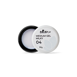 Гель для нарощування Medium gel Nice for you №04 Milky молочний з шимером 50 г