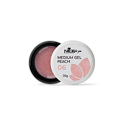 Гель для нарощування Medium gel Nice for you №06 Peach персиковий з шимером 30 г
