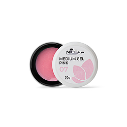 Гель для нарощування Medium gel Nice for you №07 Pink рожевий з шимером 30 г