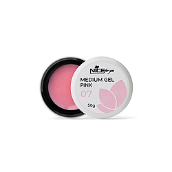 Гель для нарощування Medium gel Nice for you №07 Pink рожевий з шимером 50 г