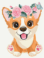 Детская картина по номерам BrushMe Корги в веночке 30х40см KBS7097 PZ, код: 8264441