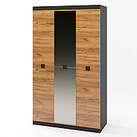 Шкаф 3-х дверный Эверест Соната-1200 с зеркалом венге темный + дуб крафт золотой (EVR-2637) PR, код: 7736005