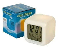 Годинник кубик світяться CX-508, електронні світлодіодні LED годинник-нічник хамелеон Hello Kitty з будильником і термометром!