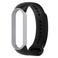 Ремешок MiJobs Double Color для Xiaomi Mi Band 5 6 Black Grey PR, код: 6499529