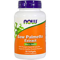 Зі Пальмето з олією насіння гарбуза та цинком Now Foods чоловіче здоров'я екстракт 160 мг 90 геле SN, код: 7701129