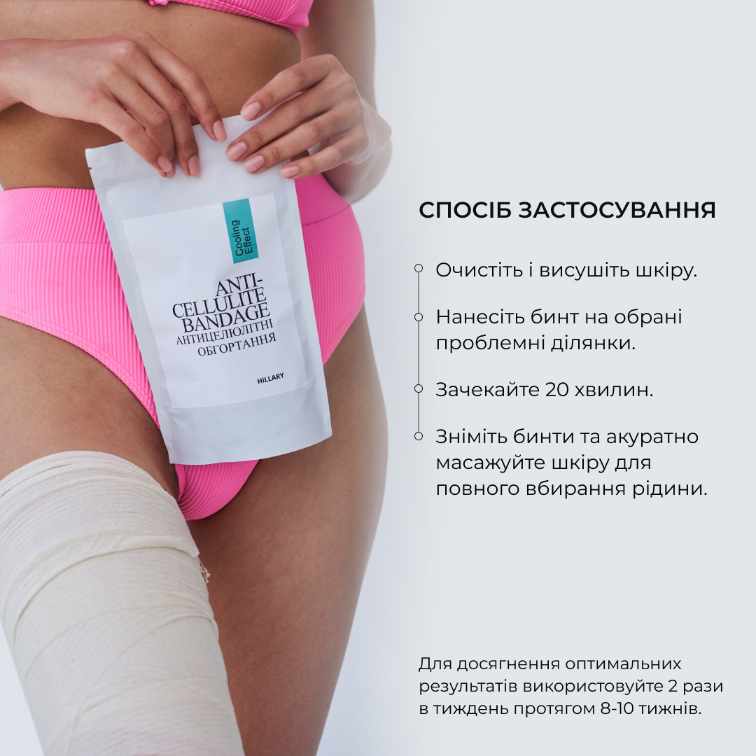 Курс охолоджуючих антицелюлітних обгортань для тіла Hillary Anti-Cellulite Pro cooling effect (6 уп,) - фото 7 - id-p1824493485