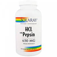Бетаина гидрохлорид Solaray HCL with Pepsin 650 mg 250 Veg Caps SOR-04815 SN, код: 7519033