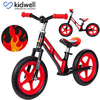 Велобіг велосипед без педалей Kidwell COMET з магнієвого сплаву BLACK/RED Біговел