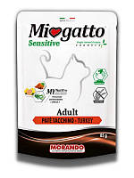 Корм Morando Miogatto Sensitive Monoprotein Turkey влажный с индейкой для взрослых котов 85 г PZ, код: 8452107