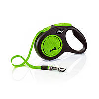 Поводок рулетка для собак Flexi New Neon М 5 м до 25 кг зелёный QT, код: 7722083