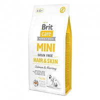 Сухий корм для дорослих собак мініатюрних порід Brit Care GF Mini Hair Skin 7 кг UP, код: 2690274