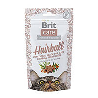 Ласощі для кішок Brit Care Functional Snack Hairball 50 г, для виведення шерсті UP, код: 6879361