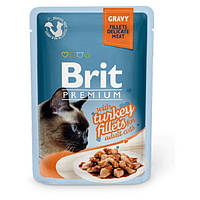 Влажный корм для кошек с филе индейки в соусе Brit Premium Cat pouch 85 г (8595602518531) 111 UP, код: 7479364