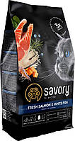Сухой корм для длинношерстных кошек Savory со свежим лососем и белой рыбой 400 г (30013) UP, код: 7479803
