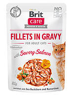 Консервований корм Brit Care Cat Fillets In Gravy with Savory Salmon Вологий корм з лососем д UP, код: 7567901