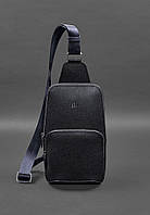 Кожаный мужской рюкзак (сумка-слинг) на одно плечо синий Saffiano BlankNote PZ, код: 8132829