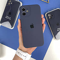 Силиконовый чехол на iPhone 12 Full case with Camera Protection Dark blue (8)