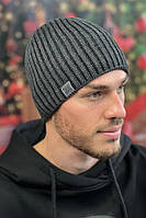 Мужская зимняя шапка «Грант» Braxton графит + черный 56-59 UP, код: 8221169