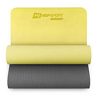 Коврик для фитнеса Hop-Sport TPE 0,6 см HS-T006GM Желто-серый PR, код: 6597127