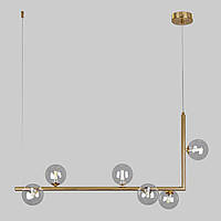 Длинная люстра на 6 ламп с прозрачными плафонами Lightled 61-V1026-6 BRZ+CL UP, код: 8123689