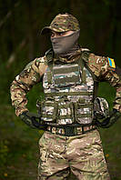 Тактичний чоловічий розвантажувальний жилет камуфляж ЗСУ кордура, модульна військова плитоноска з підсумками