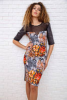 Платье в цветочный принт серо-черного цвета 167R128-3 Ager M PZ, код: 8231386