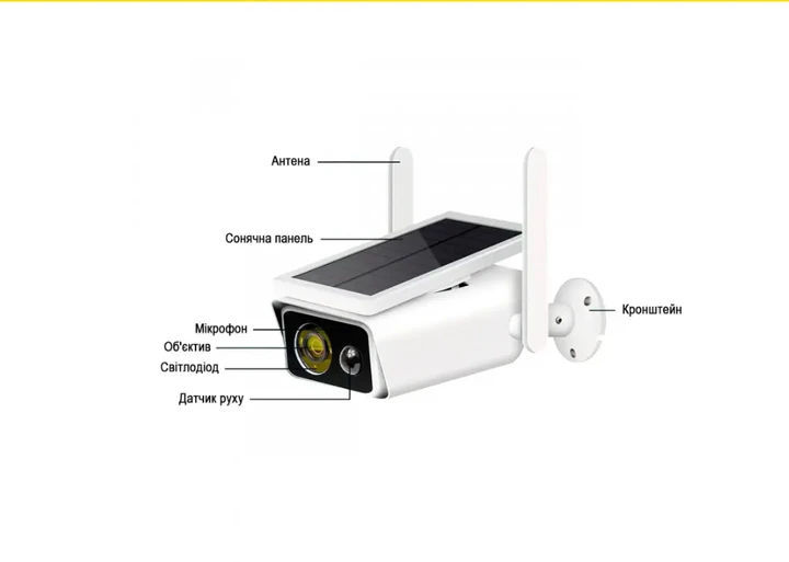 Беспроводная уличная WiFi IP-камера видеонаблюдения с солнечной батареей и удаленным доступом Solar ABQ-Q1, фото 4