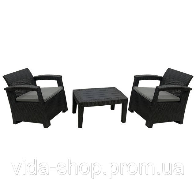 Комплект вуличних садових меблів 2-місний Bonro B-18019, сірий — Vida-Shop
