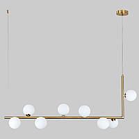 Длинная люстра на 8 ламп с белыми плафонами Lightled 61-V1026-8 BRZ+WH BK, код: 8123743