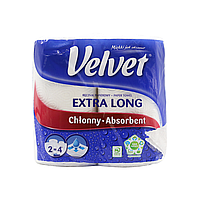 Бумажные полотенца Velvet Extra Long двухслойные 2 рулона DS, код: 7723523
