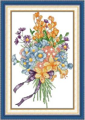 Набір для вишивання за нанесеною на канву схемою "Wildflower Bouquet". AIDA 14CT printed 18*28 см