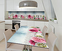 Наклейка 3Д виниловая на стол Zatarga «Кружево из хризантем» 600х1200 мм для домов, квартир, UP, код: 6444676
