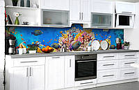Наклейка на скинали Zatarga на кухню «Коралловый риф» 600х2500 мм виниловая 3Д наклейка кухон UP, код: 6508574