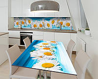 Наклейка 3Д виниловая на стол Zatarga «Панно из ромашек» 650х1200 мм для домов, квартир, стол UP, код: 6439817