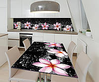 Наклейка виниловая на стол Zatarga Розовые Цветы на Черном фоне 600х1200 мм Z181717st QT, код: 5867185