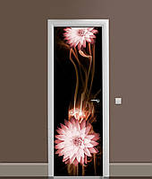 Наклейка на дверь Zatarga «Георгины в дыму» 650х2000 мм виниловая 3Д наклейка декор самоклеящ UP, код: 6509636