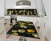 Наклейка 3Д виниловая на стол Zatarga «Новогодняя ёлка» 650х1200 мм для домов, квартир, столо UP, код: 6439936