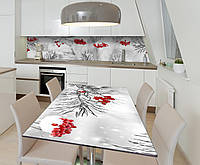 Наклейка 3Д виниловая на стол Zatarga «Заснеженные грозди» 600х1200 мм для домов, квартир, ст UP, код: 6440007