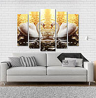 Модульна картина Poster-land Лебеді на озері Art-114_5 QT, код: 6501825