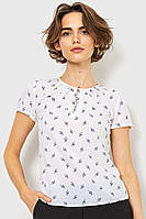 Блуза с принтом молочный 230R112-1 Ager S US, код: 8225122