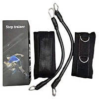 Эспандер для тренировки ног RIAS Step Trainer 2 жгута + 2 манжета Black (3_03120) OM, код: 8036089