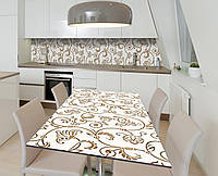 Наклейка 3Д виниловая на стол Zatarga «Золотые вензеля» 650х1200 мм для домов, квартир, столо UP, код: 6440126