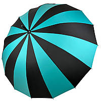 Женский зонт-трость на 16 спиц с контрастными секторами полуавтомат от фирмы Toprain бирюзовы SN, код: 8324155