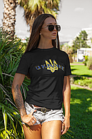 Женская футболка Mishe С патриотическим принтом 44 Черный (200184) UP, код: 7951966