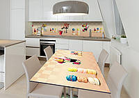 Наклейка 3Д виниловая на стол Zatarga «Цветный макарунсы» 600х1200 мм для домов, квартир, сто UP, код: 6510045