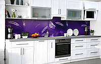 Наклейка на скинали Zatarga на кухню «Пурпурная абстракция» 600х2500 мм виниловая 3Д наклейка QT, код: 6512656