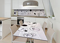 Наклейка 3Д виниловая на стол Zatarga «Чёрно-белые капли» 650х1200 мм для домов, квартир, сто UP, код: 6440327