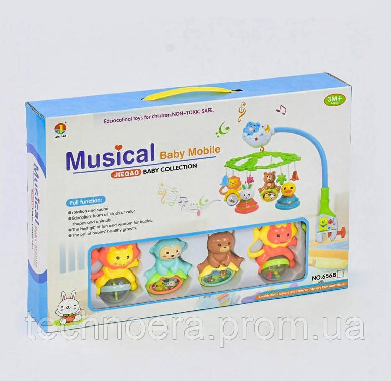 Карусель мобіль на ліжечко Jie Gao Musical Baby Mobile Різнобарвний (70437) TN, код: 7783343